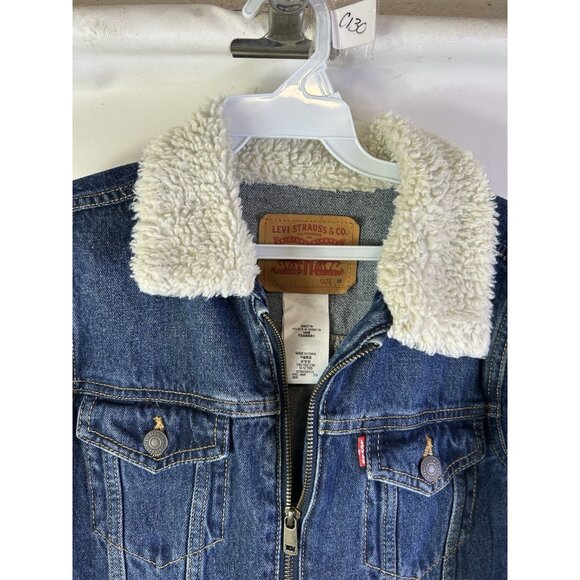 Levis Sherpa Collar Zip Denim Jean Trucker Jacket - Picture 6 of 7
